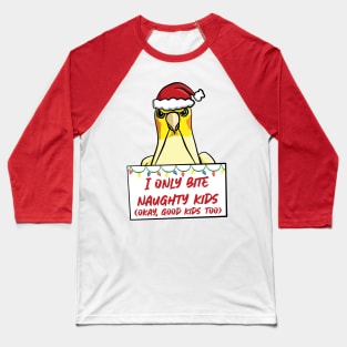 Only Bite Naughty Kids Lutino Cockatiel Baseball T-Shirt